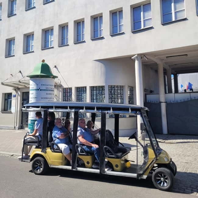 Cracow sightseeing tour by electric golf cart - Ghetto Heroes Square and the chairs